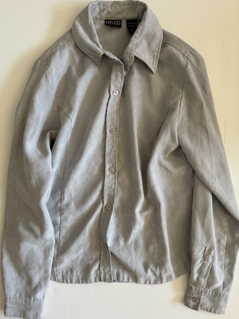 New York & Company Faux Suede Button Down